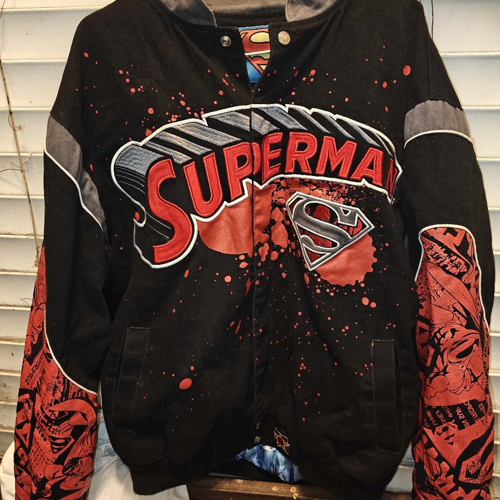 Superman Jeff Hamilton Nascar Jacket Racing Dc Comics SZ L